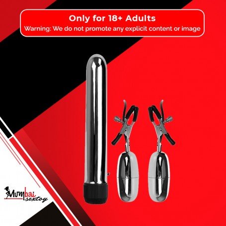 Fun Vibrator and Nipple Clamp Fiery Combo FV-018